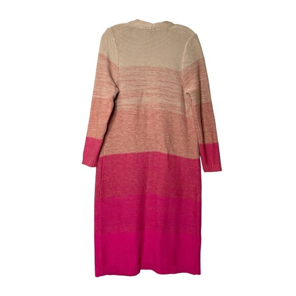 Torrid Womens Ombre Open Front Cardigan Duster Sweater Size M/L Pink/Tan Pockets - Picture 2 of 9